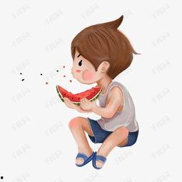 吃瓜婴儿图片卡通可爱,吃瓜婴儿卡通萌态尽显